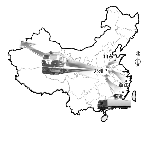 　未來將有更多沿海城市的貨物集中到鄭州，然后搭乘鄭歐班列出口歐洲。扈森 制圖
