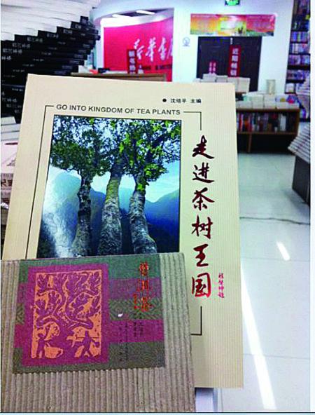 今天上午，記者在普洱市振興大道上的新華書店內(nèi)發(fā)現(xiàn)，沈培平主編的《走進茶樹王國》、《普洱茶連環(huán)畫》兩種書還在售