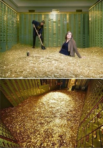 瑞典網(wǎng)店推出“金錢浴”，800萬枚硬幣堆成金“浴池”。