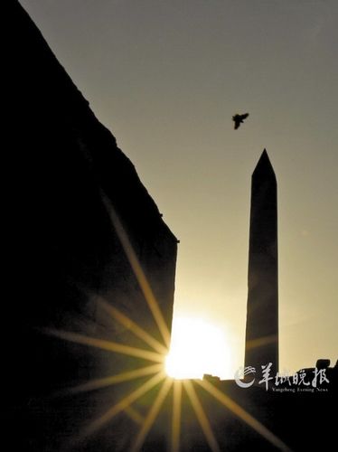 　　埃及盧克索市卡納克神廟,夕陽(yáng)下鳥兒飛過(guò)方尖碑。才揚(yáng) 攝