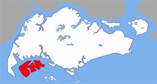 紅色為PX工廠所在裕廊島，與新加坡主城區(qū)距離5公里